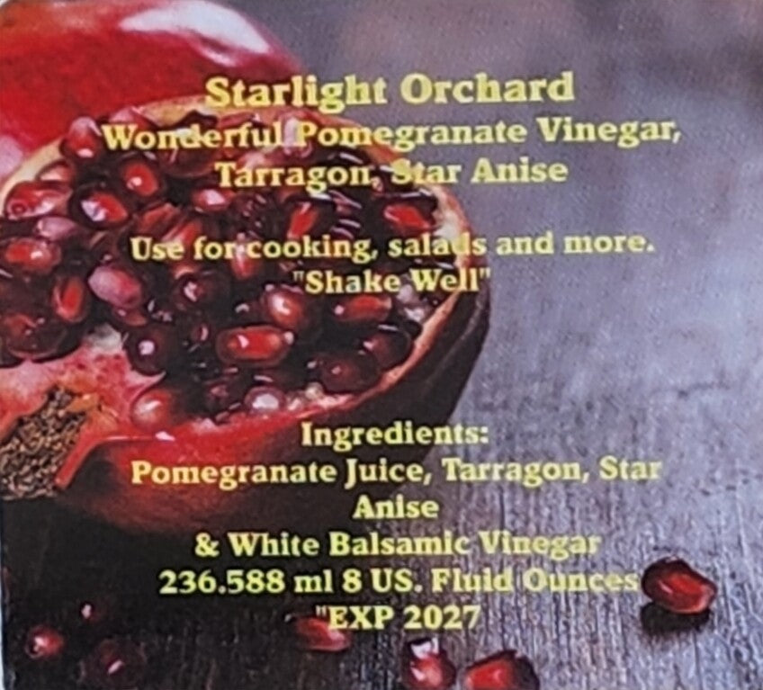 Pomegranate Vinegar Tarragon Star Anise Sample 8oz - Starlight Nursery 