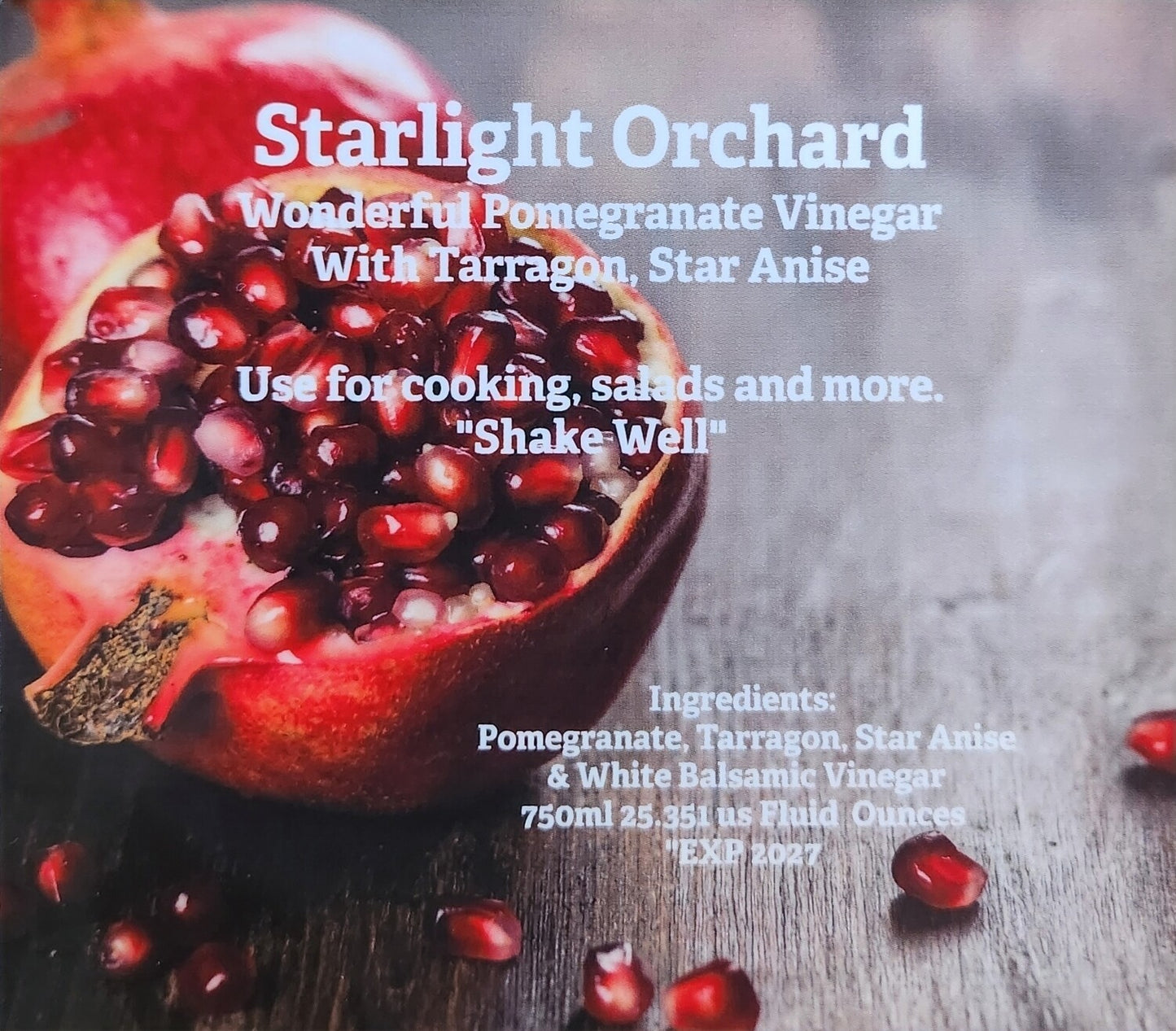 Pomegranate Vinegar Tarragon Star Anise 750ml - Starlight Nursery 